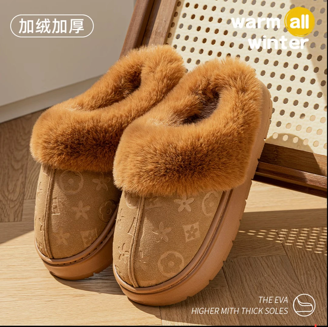 踩屎感棉拖鞋女士冬季2025新款厚底防滑保暖毛绒舒适居家拖鞋男