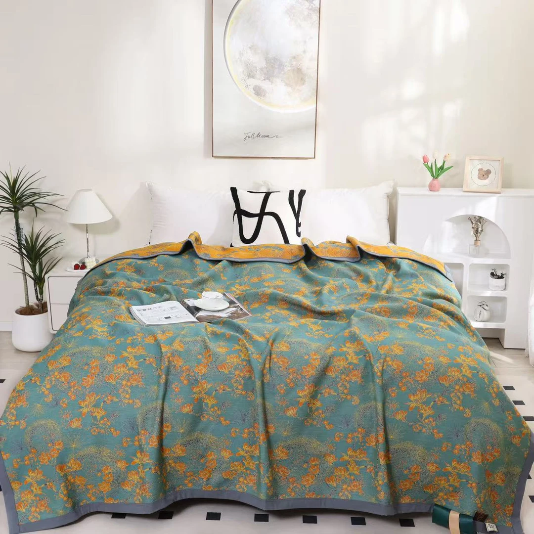 W【床盖-秋意盎然-绿】230*250cm亲肤通用高端床盖