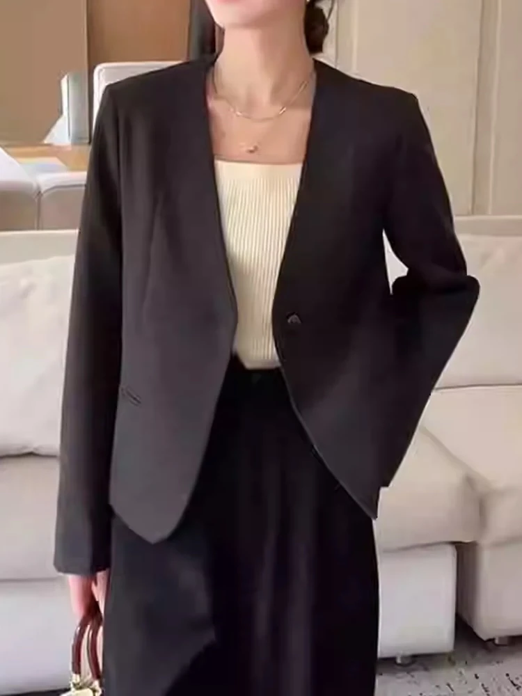 小个子时尚休闲短款拼接小西装外套女优雅气质学院风格显瘦网红