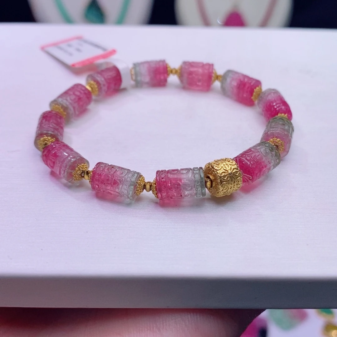 手链18K金镶嵌碧玺碧玺手链yy