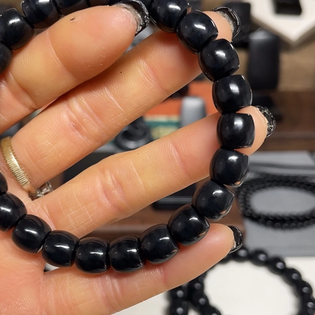 【闪购商品】和田玉（墨玉）手串未镶嵌福利版卡9直切