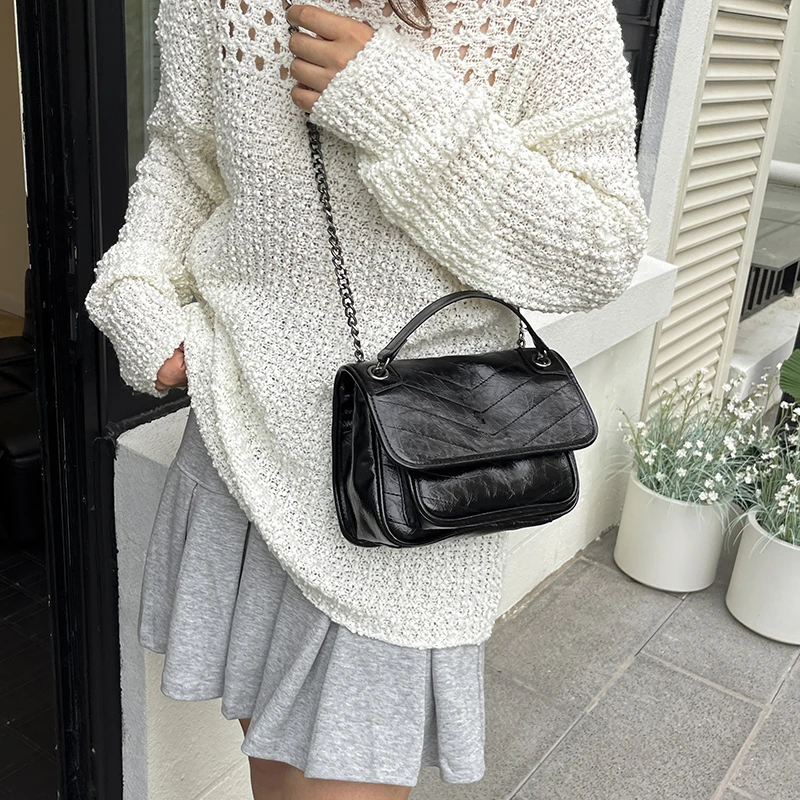 通勤2025风斜挎包绣线大容量小香风包包菱格斜跨韩版小方包