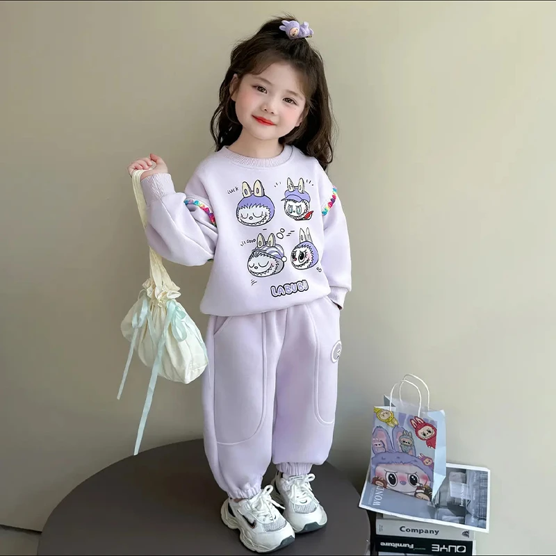 女童拉布闪光卫衣套装秋季新款上衣裤子两件套
