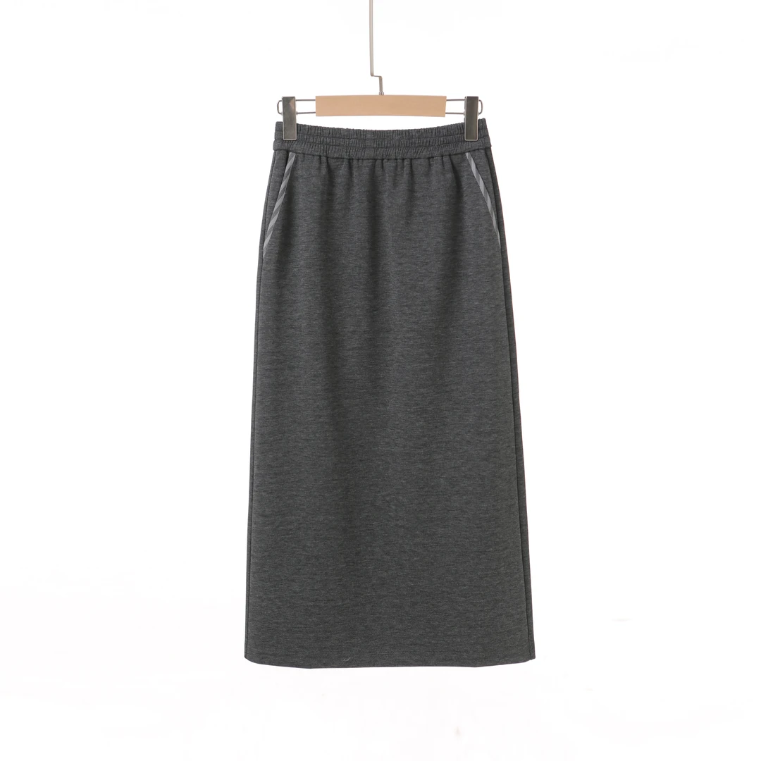 李子木先生纯色简约半身裙2024秋季新款开叉休闲显瘦时尚C7662