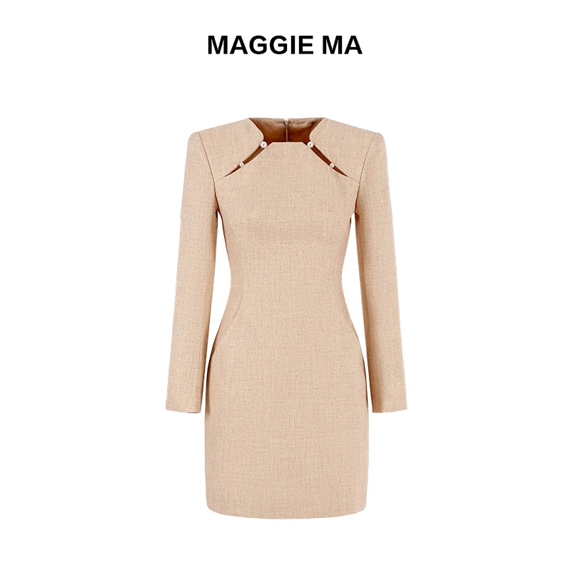 MAGGIE MA马婧设计师款洋气品质轻奢小众高级感女装连衣裙031D