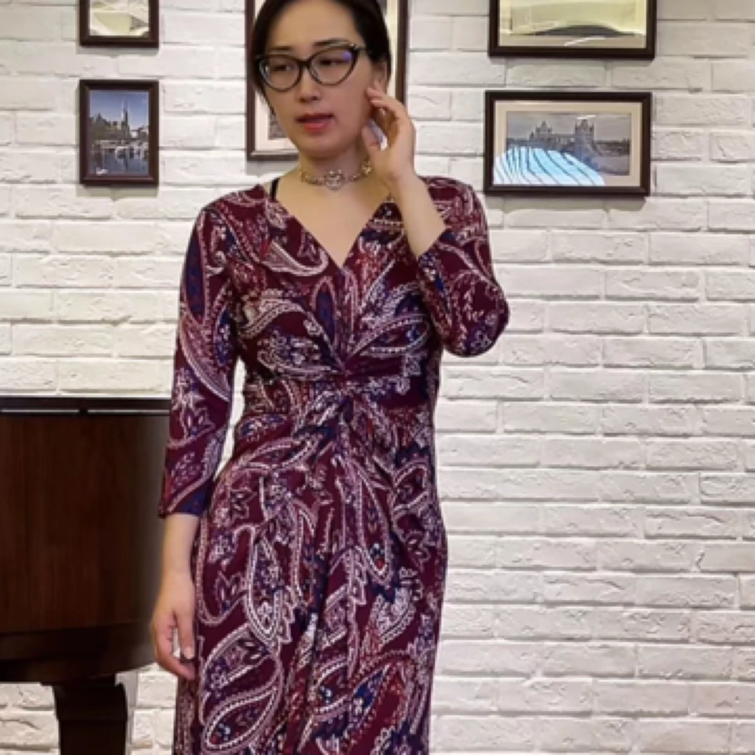 气质修身碎花显瘦连衣裙优雅设计性感长袖复古裙子