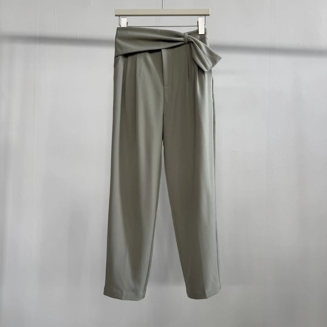 【F系列】春夏休闲裤子垂感宽松高腰烟管小脚西装裤012X00341