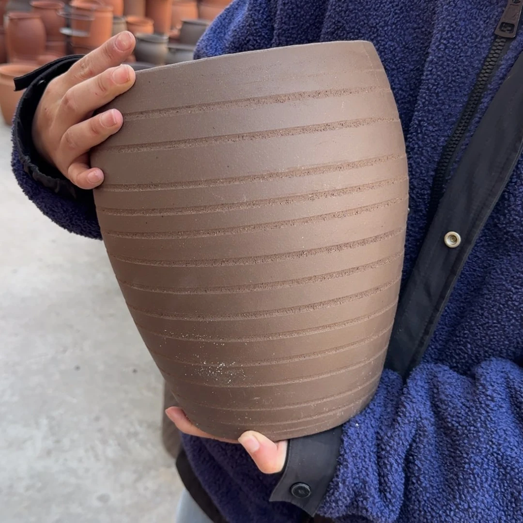 紫砂花盆口20高27宜兴紫砂瑕疵花泥