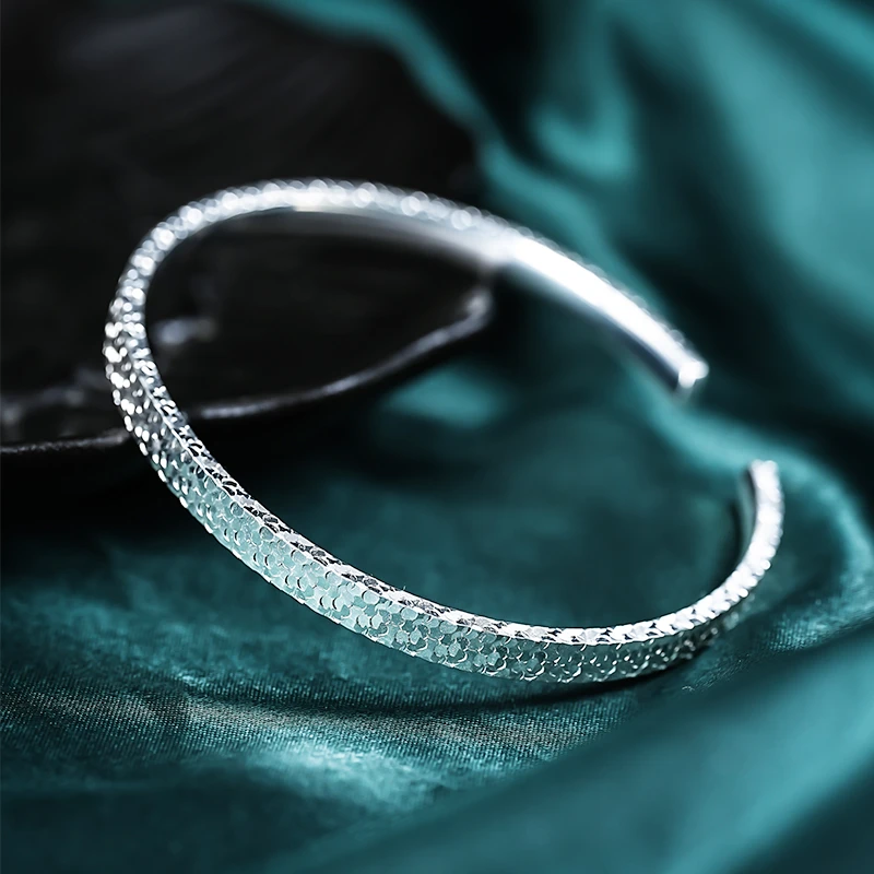 足银手镯 时尚轻奢百搭个性波光粼粼足银手镯-512027