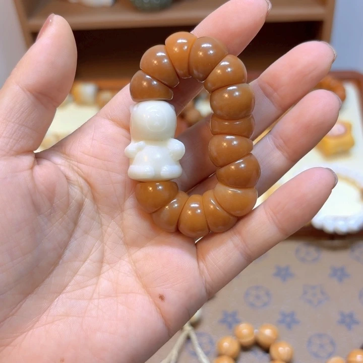 星月菩提手串焦糖色菩提蒜瓣大肠14mm卡皮吧啦手捻