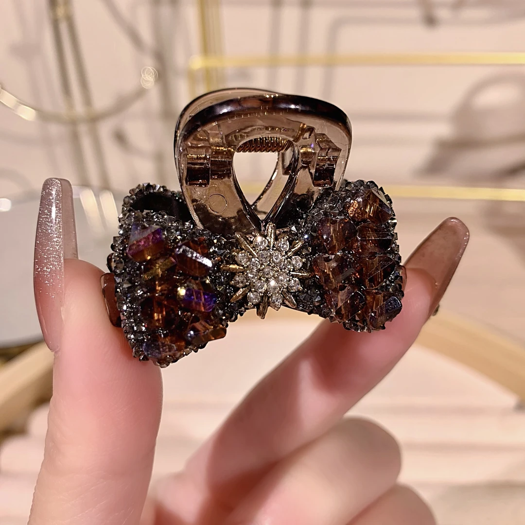 约4.5公分抓夹 轻奢时尚蝴蝶结满钻小抓夹发饰女网红气质刘海夹子