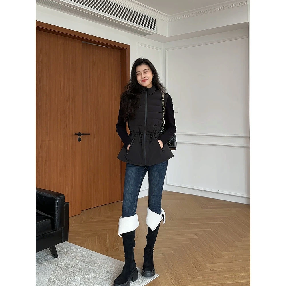 张阿星【摩登日记】收腰立领轻薄气质冬款排骨羽绒服