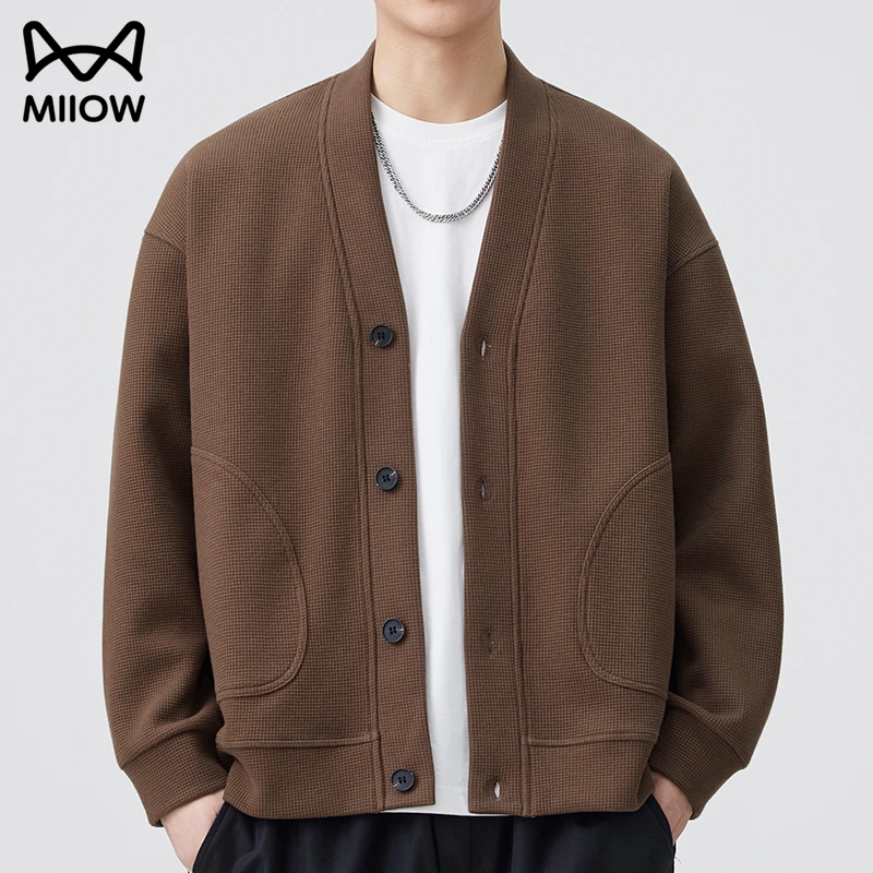 猫人男士华夫格开衫卫衣老钱风高级感网红洋气炸街爆款秋冬季外套