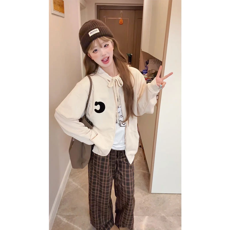 美式复古连帽卫衣女春秋季2025新款外套chic慵懒开衫宽松薄款上衣