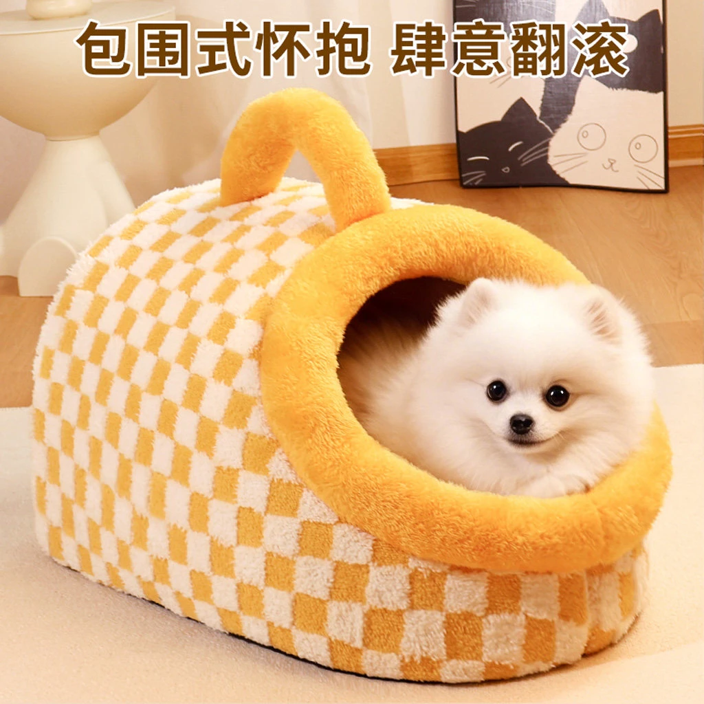 狗窝冬季加厚保暖四季通用新款拖鞋半封闭冬天安全感小狗房子睡窝