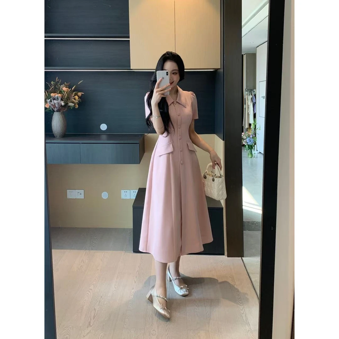 XINYI【樱粉佳人】夏季重磅西装连衣裙收腰显瘦气质裙X625Q08021