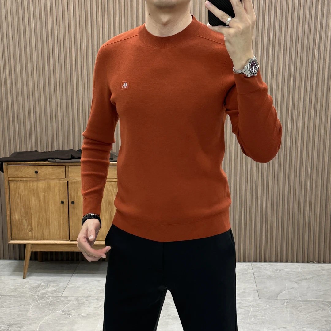 秋冬男士细致亲肤圆领暖系百搭休闲商务轻奢上衣男装针织衫7970-1