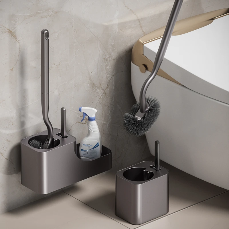 枪灰色马桶刷免打孔厕所刷子家用长手柄清洁套装卫生间洗马桶神器