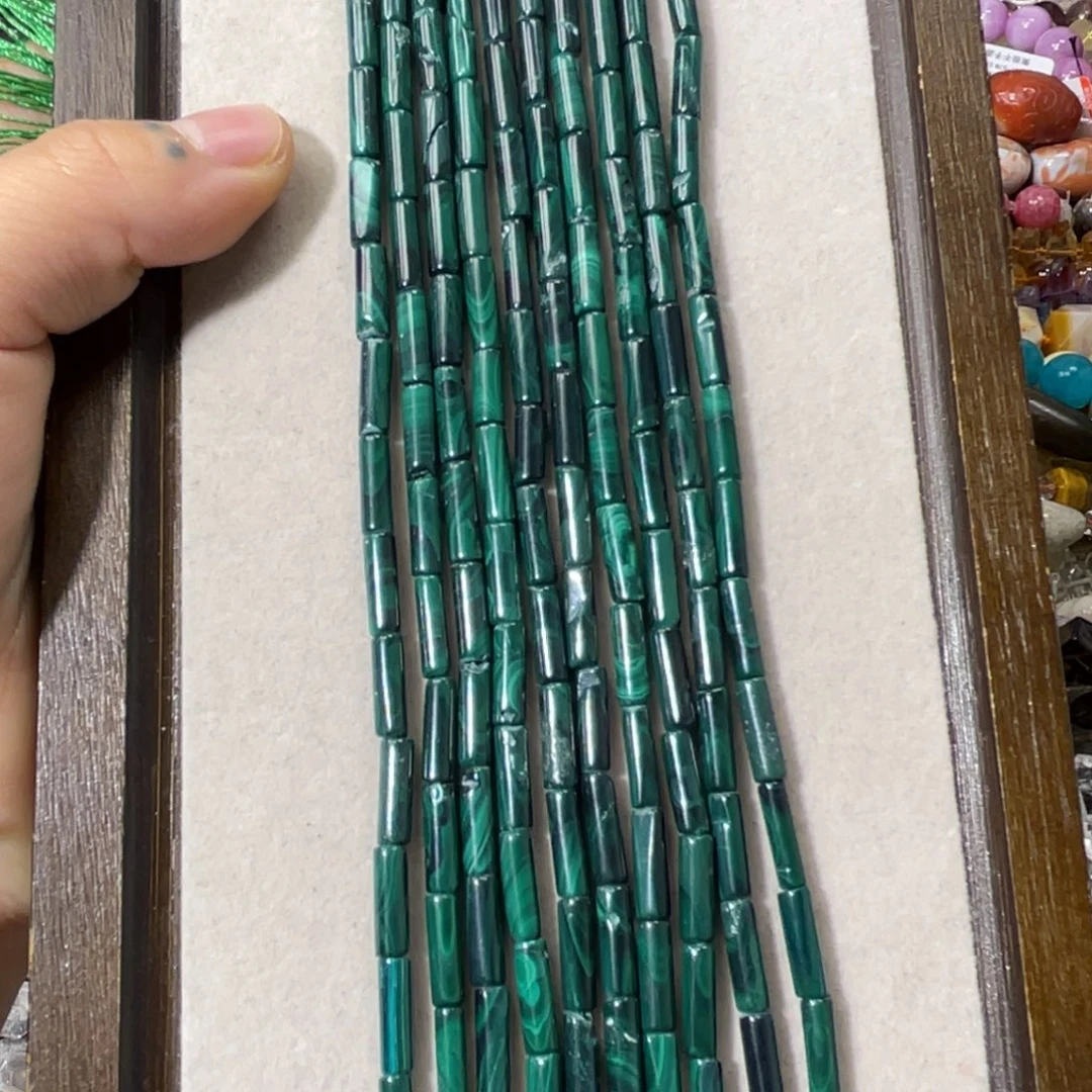 玛瑙/玉髓散珠孔雀石直切有瑕