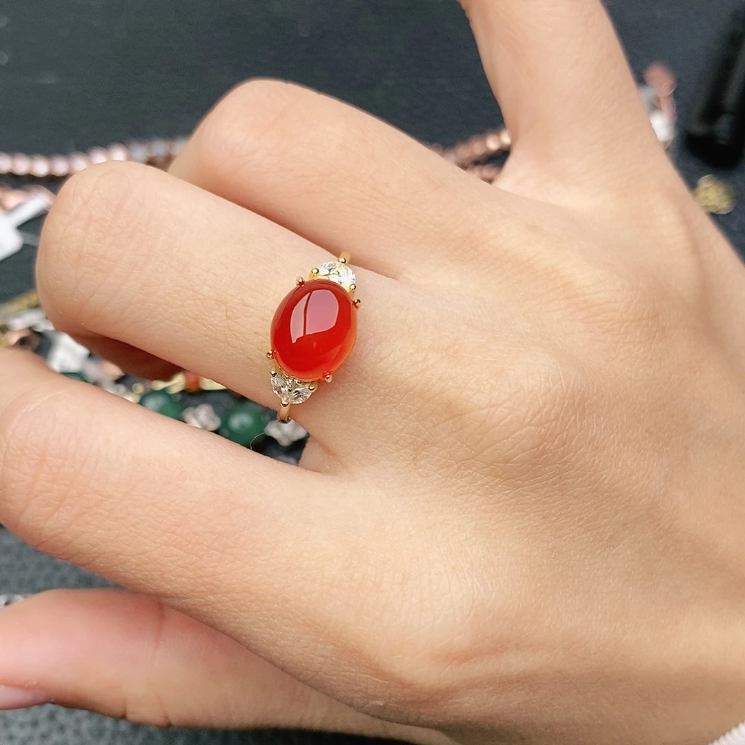 玛瑙/玉髓银S925镶嵌戒指