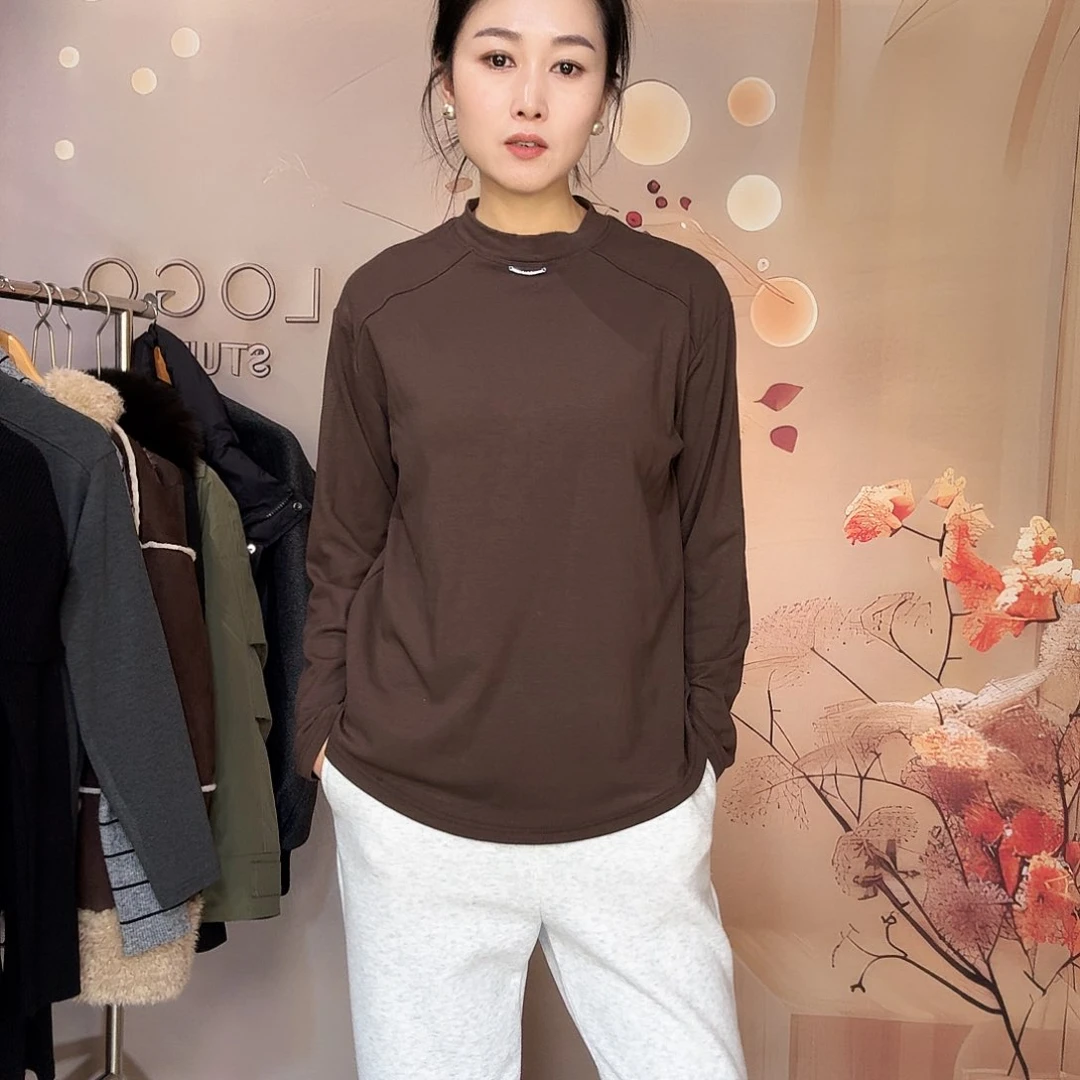 咖色磨毛大版打底