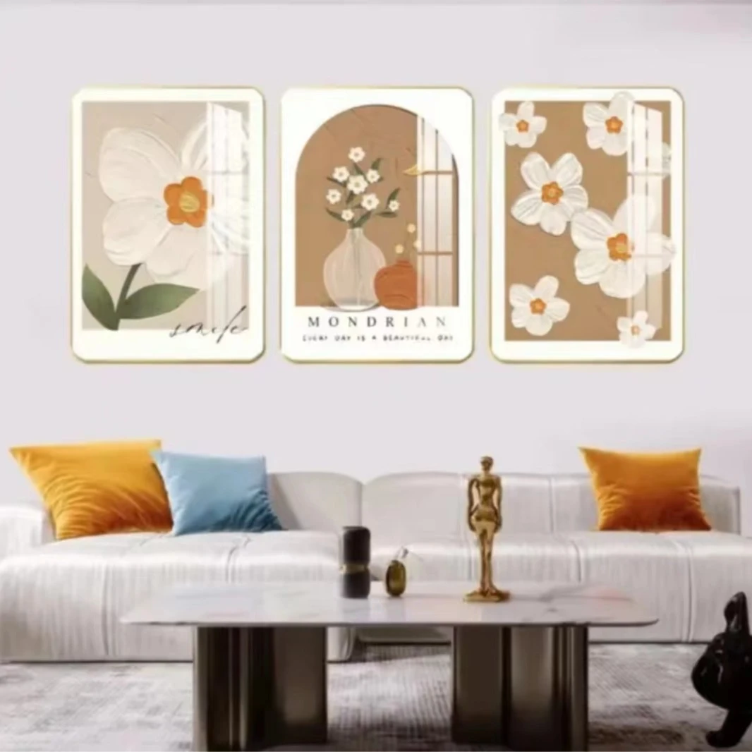 R34客厅花卉奶油风装饰画沙发背景墙卧室床头温馨挂画餐厅壁画