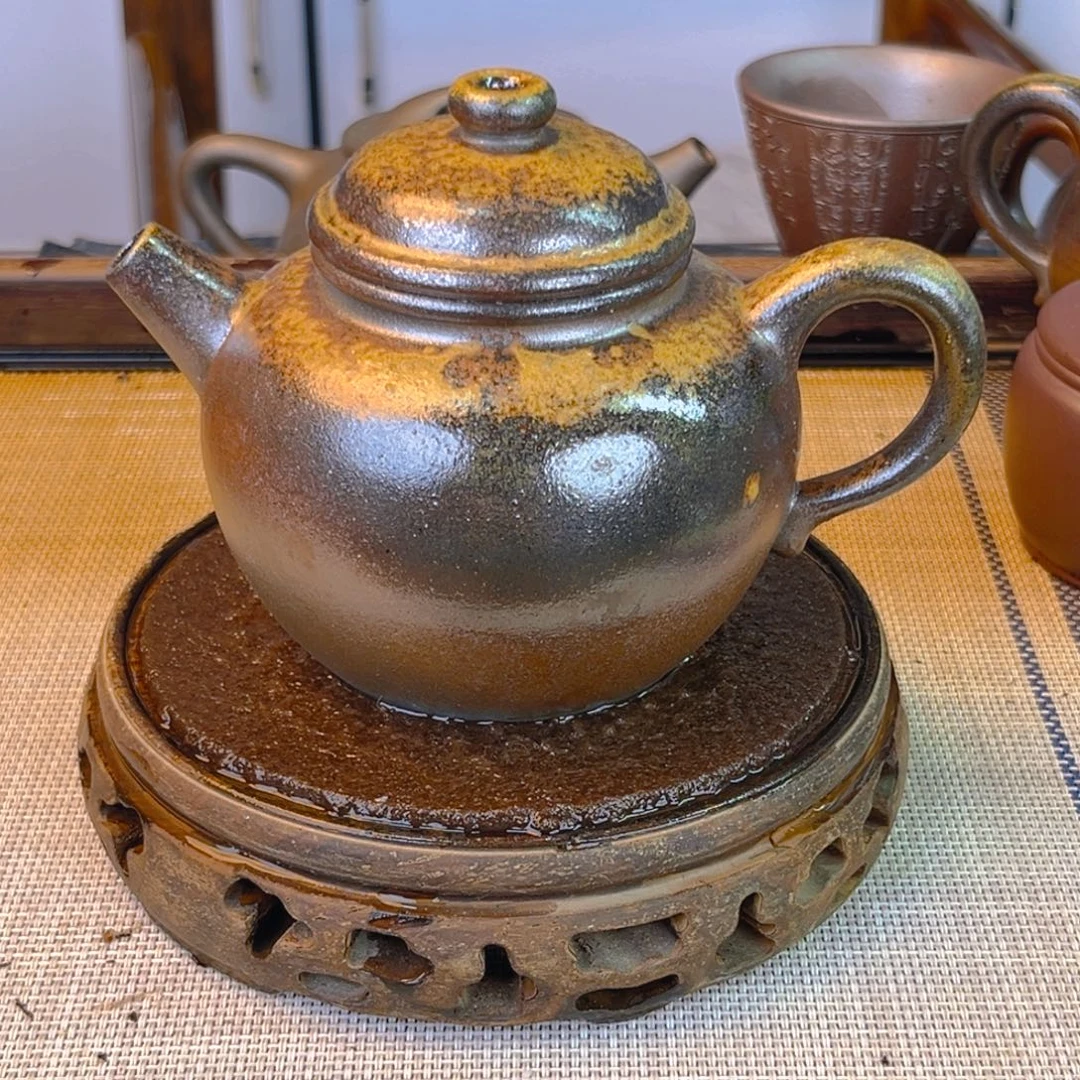 紫砂茶壶底槽清柴烧300cc