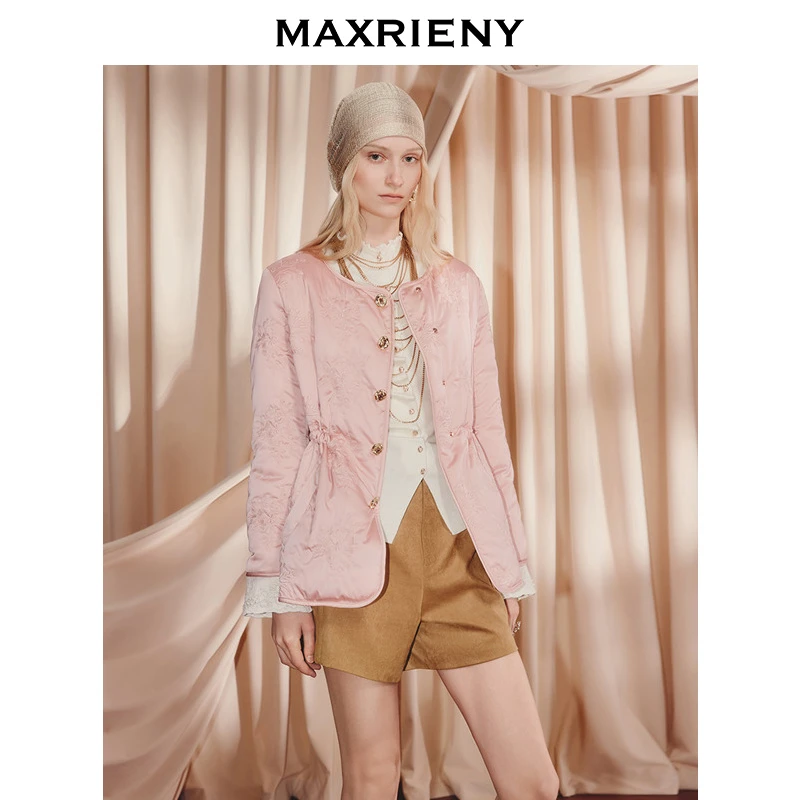 【商场同款】MAXRIENY国风中式绣花收腰羽绒服25冬款廓形外套女