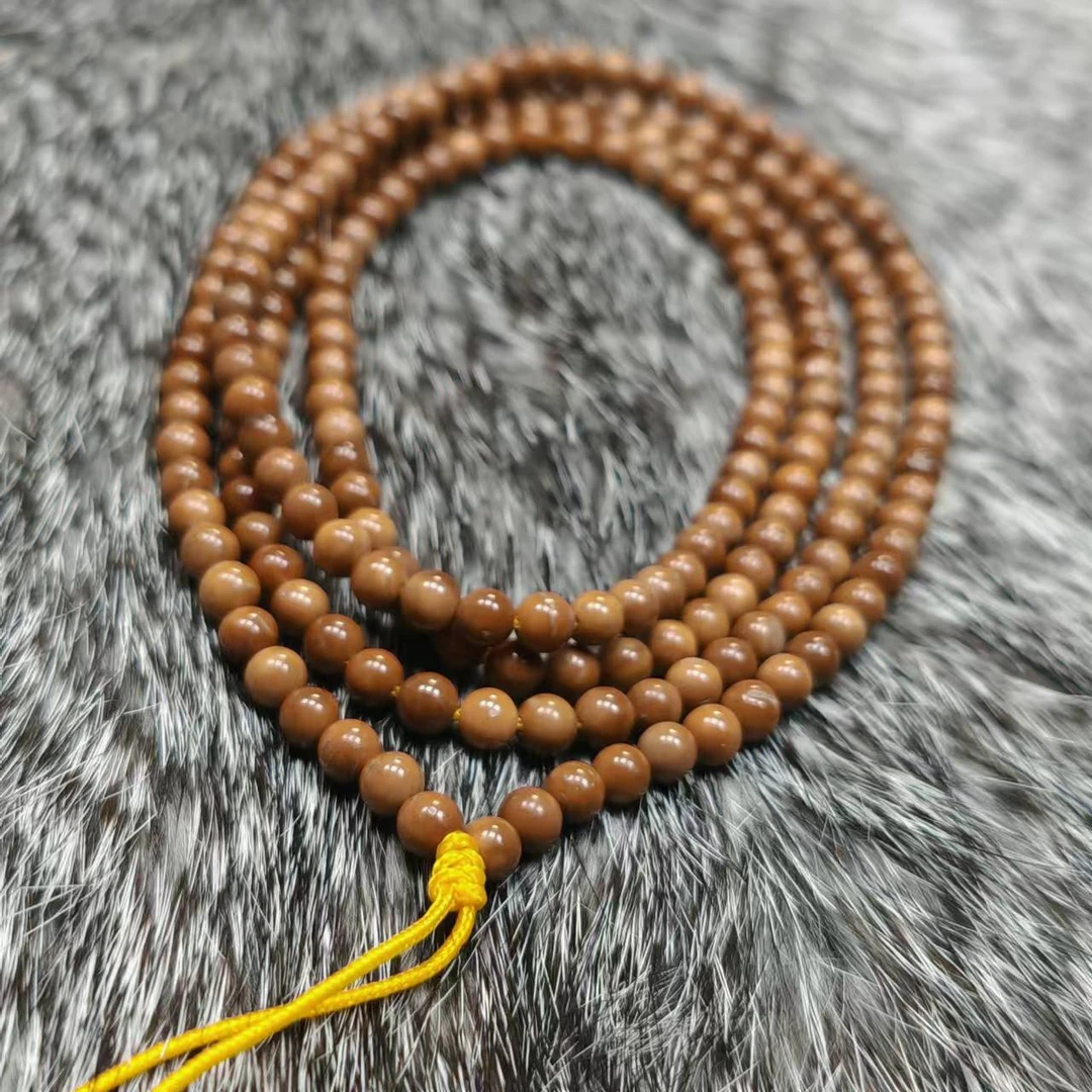 尺寸4mm左右原生态精工少棕线库克圆珠多圈《小鱼文玩》K012