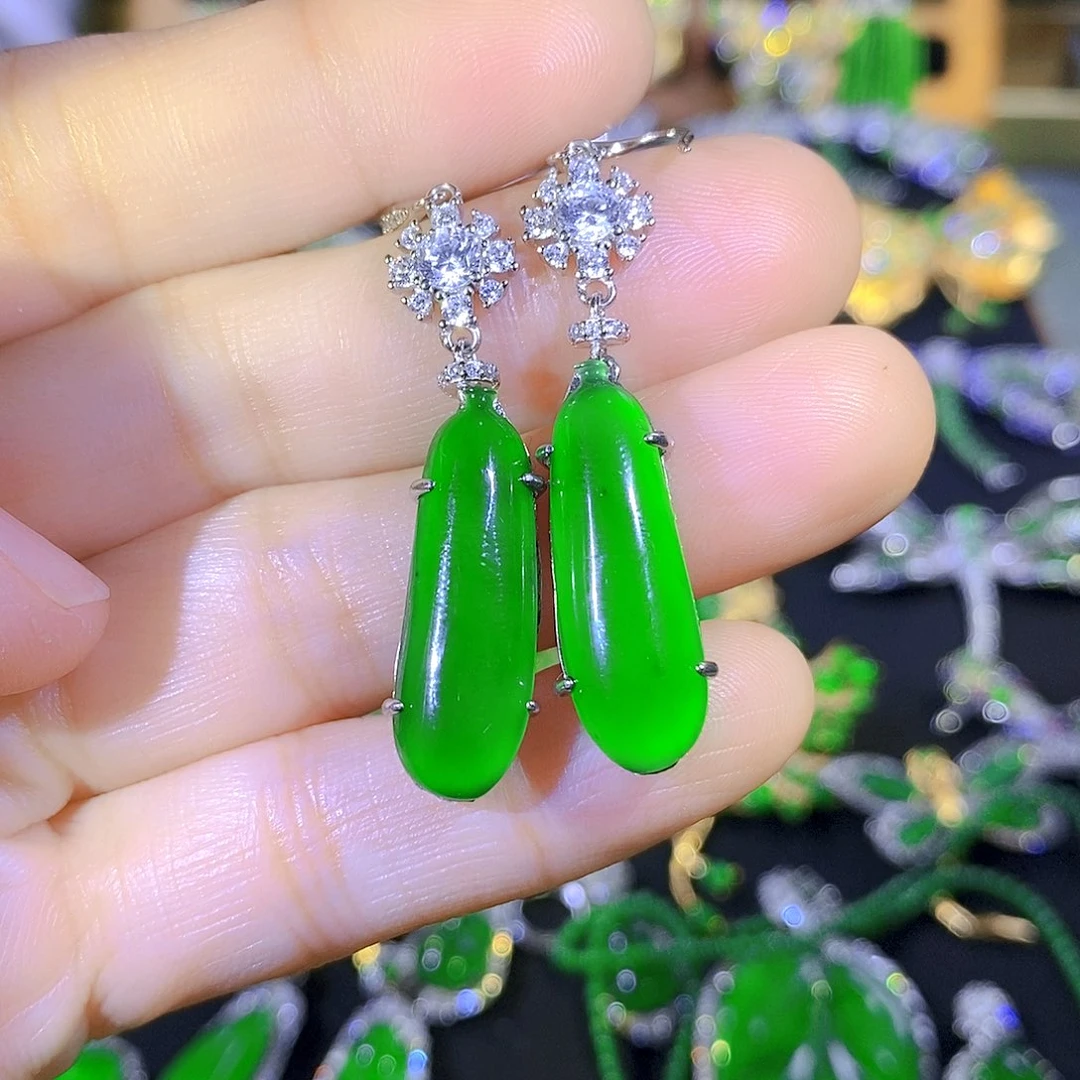 吊坠(不含链)银S925镶嵌翡翠