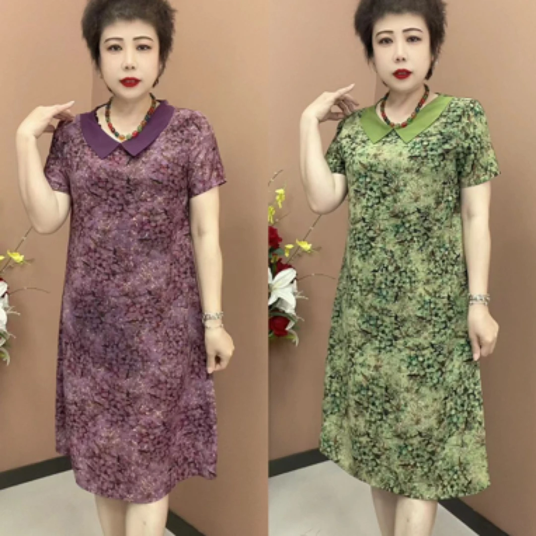 花色中裤薄款常规时尚中老年女装印花妈妈装碎花夏季