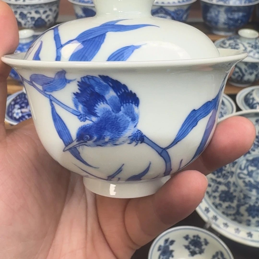 陶瓷杯子纯手工手绘柴窑盖下120