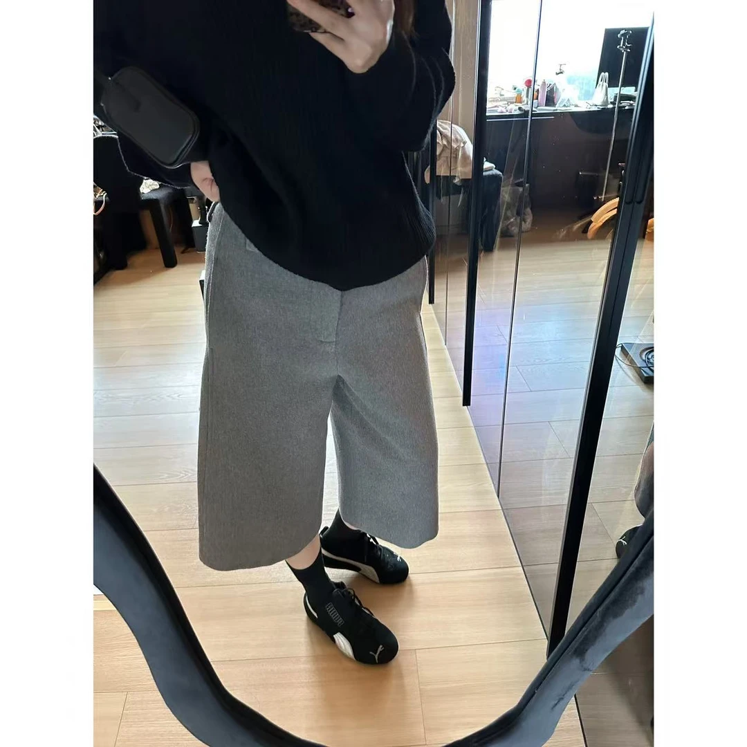 LA重磅  50%羊毛  灰色极简7分 休闲裤 31045