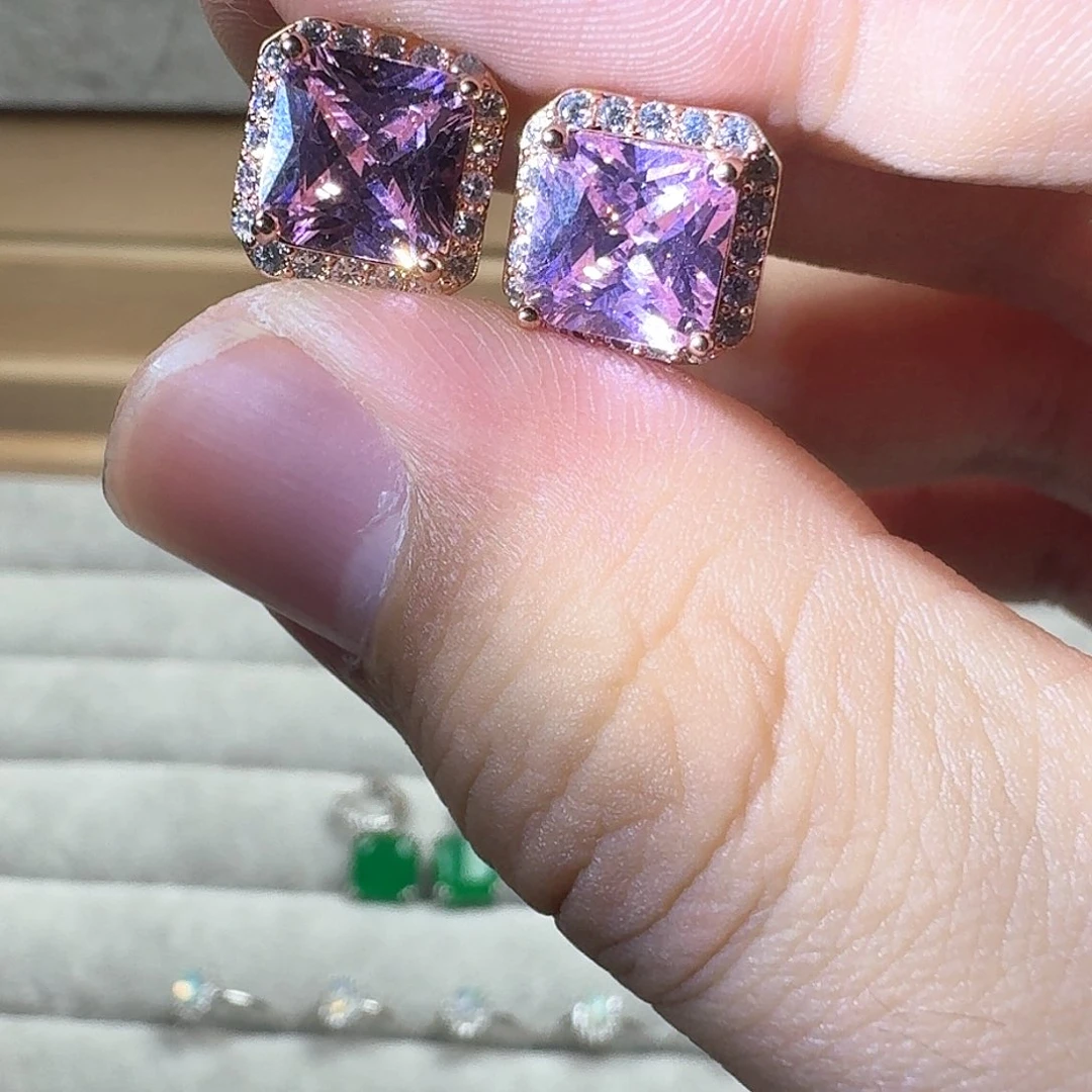 托帕石耳饰银S925镶嵌