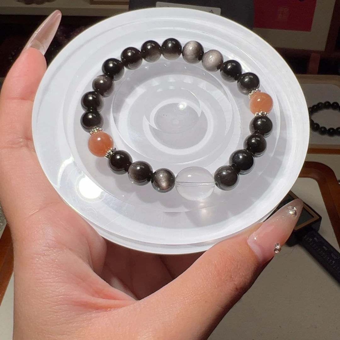 水晶手链合金银耀石设计款8+D025