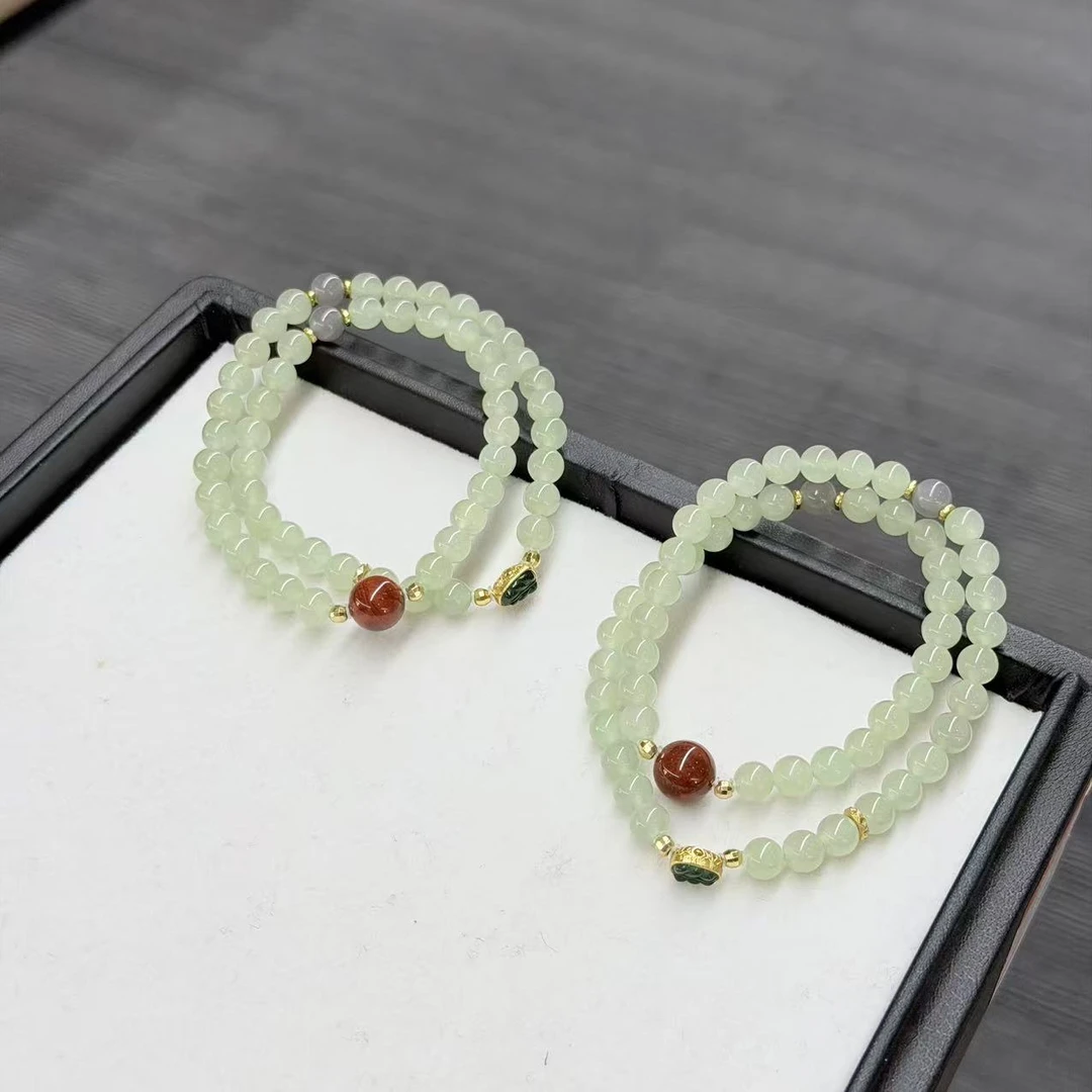 【睿泽赏宝】S925和田玉晴水搭南红手串 多样性发一 6mm KZ0050129