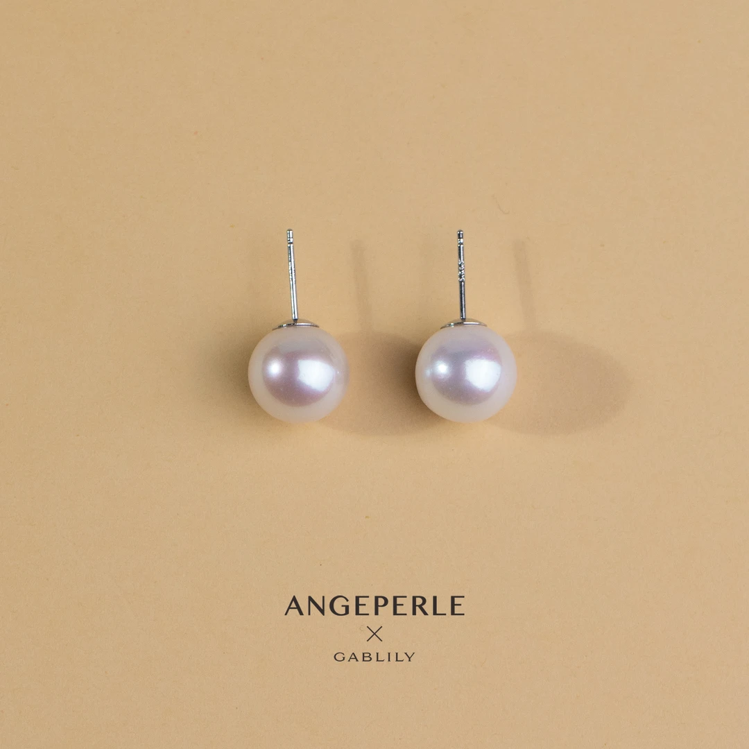 珈白丽【雯潞专属】淡水珍珠珈白丽 S925银素珠耳钉10-11mm简约百搭