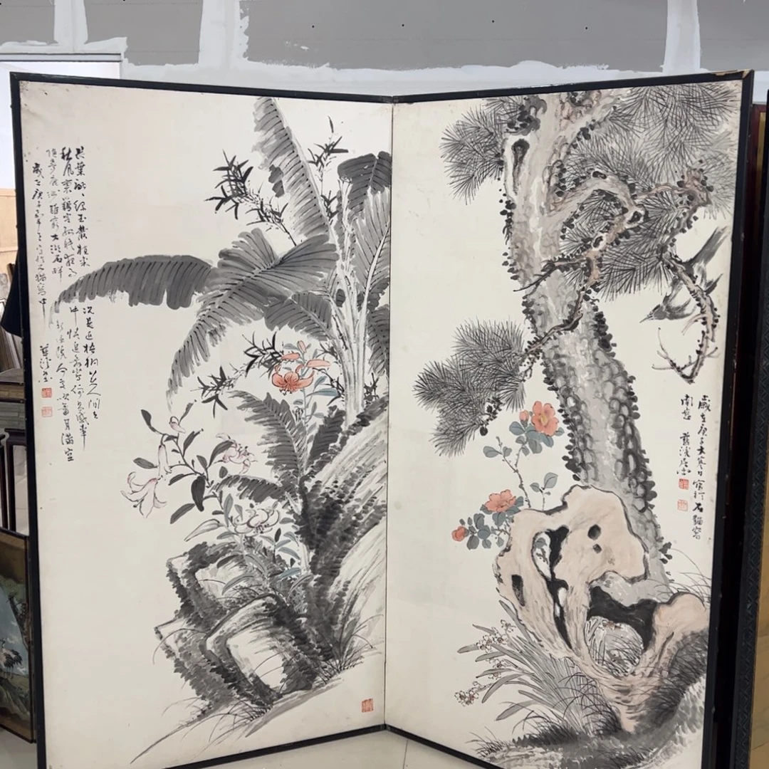 绘画屏风框画茶空间设计