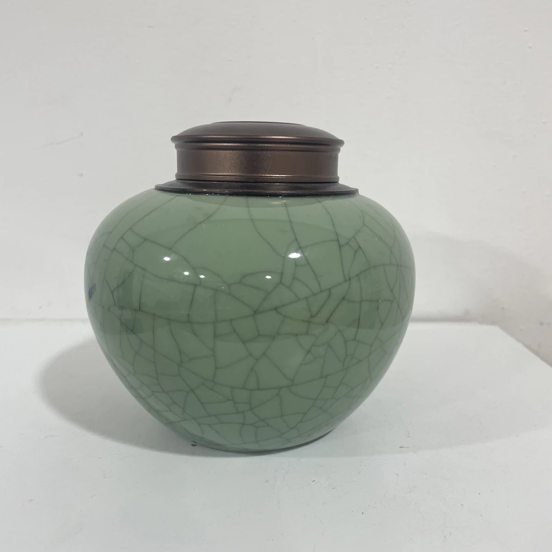 哥窑开片系列圆罐茶叶罐密封罐储物罐a0