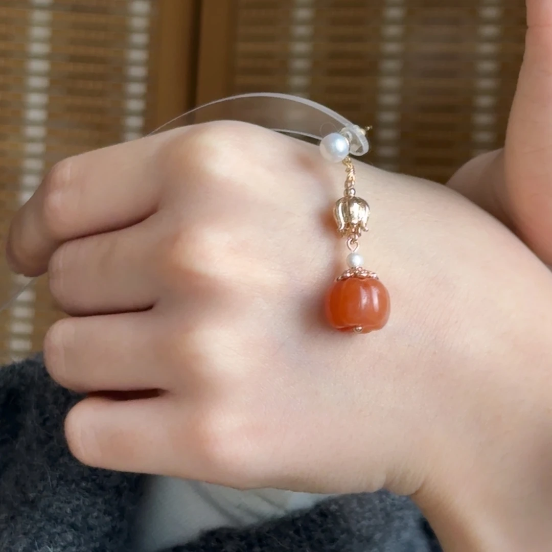 铜合金合金小南瓜一对珍珠