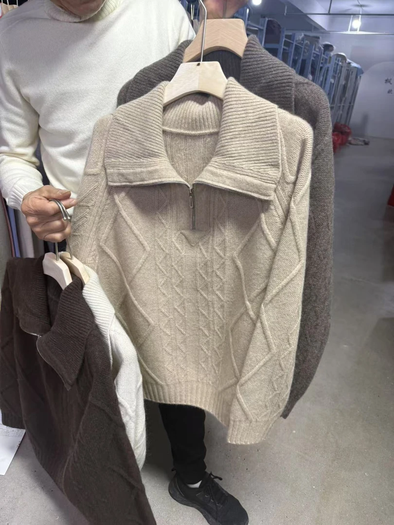 ##秋冬新款百分百100牦牛绒拉链上衣1148