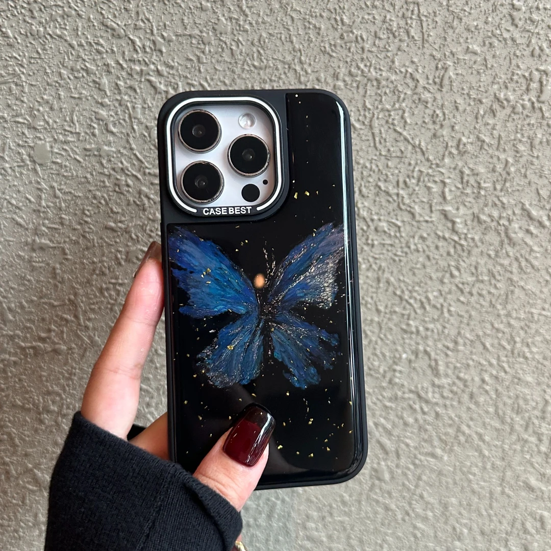 蝴蝶波点适用苹果16promax手机壳iphone15小众高级ins全包边13/14