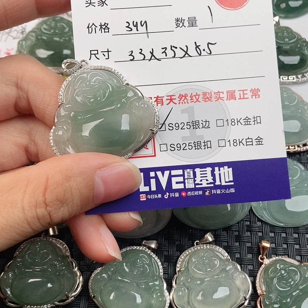 用***样翡翠银S925镶嵌颈饰