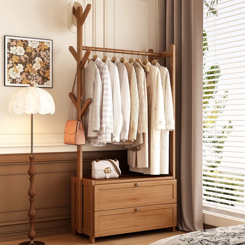 落地挂衣架卧室入户门不占空间的衣帽架实木家用室内玄关衣架收纳