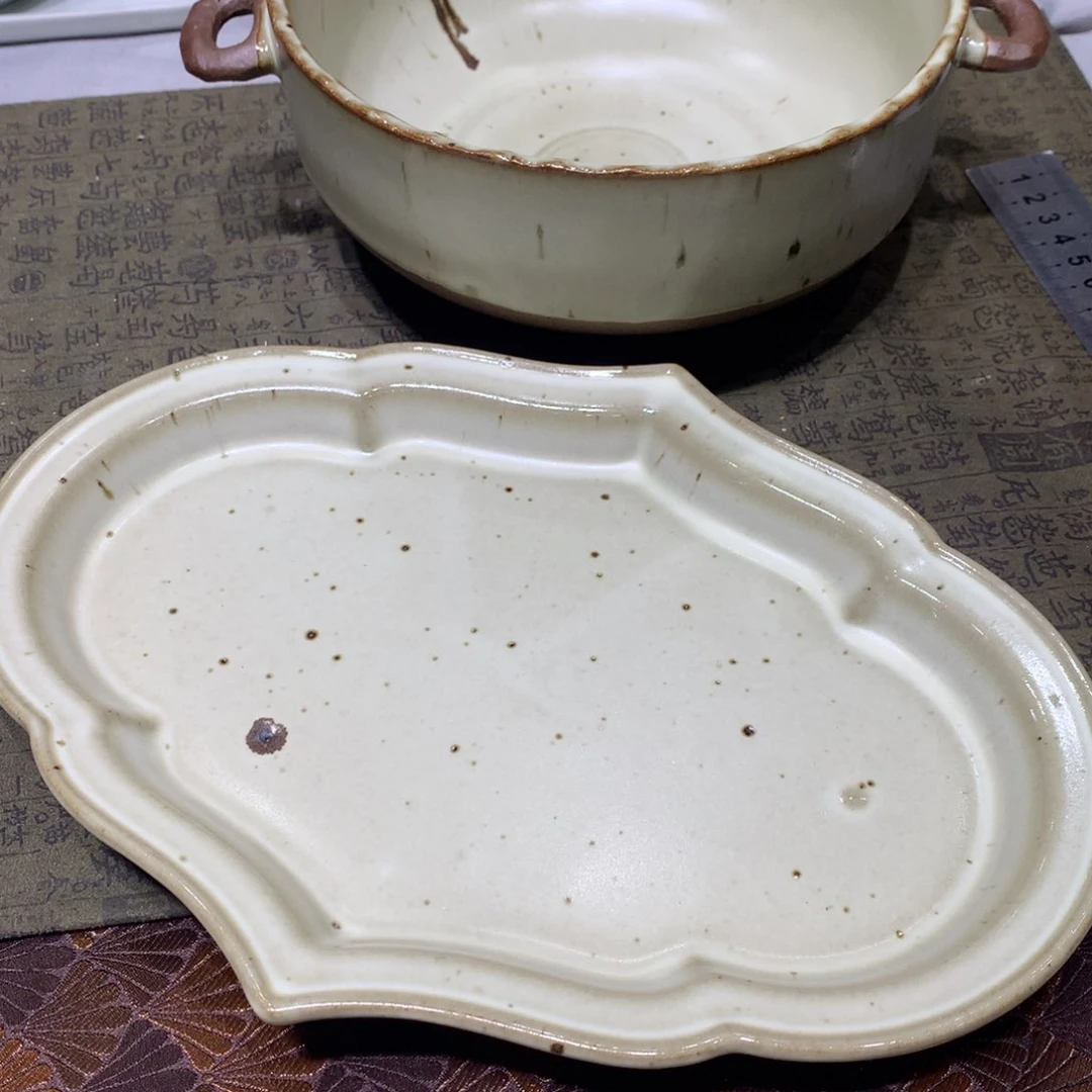 陶景德镇粗陶复古盘碗微瑕