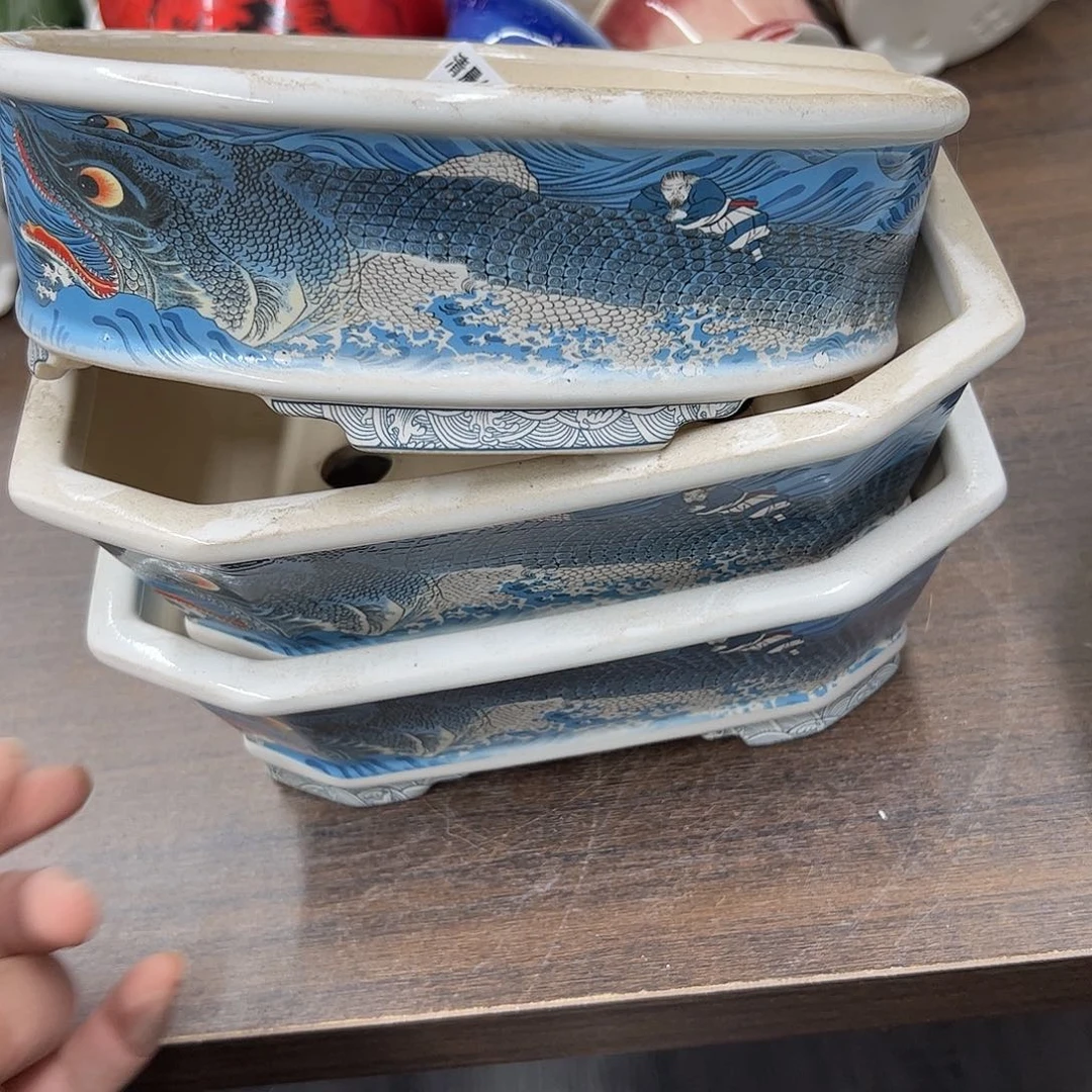 紫砂花盆曲****春440号瑕疵3个处理介意勿拍