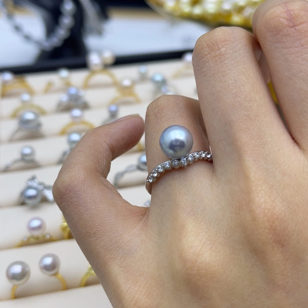 戒指海水珍珠银S925镶嵌