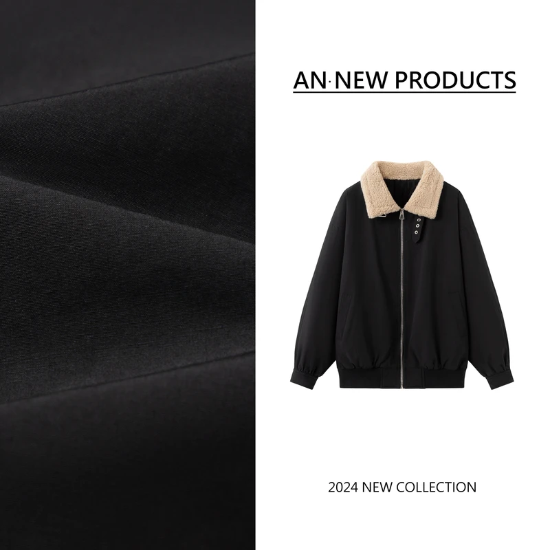 B11102冬季新款时尚宽松百搭酷酷洋气夹棉冲锋衣外套