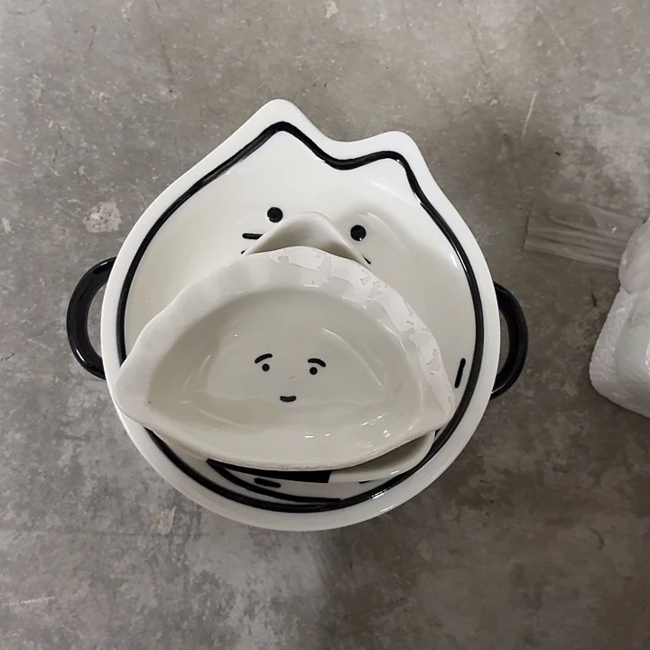 搪瓷微瑕猫泡面碗一个加饺子寿司各一