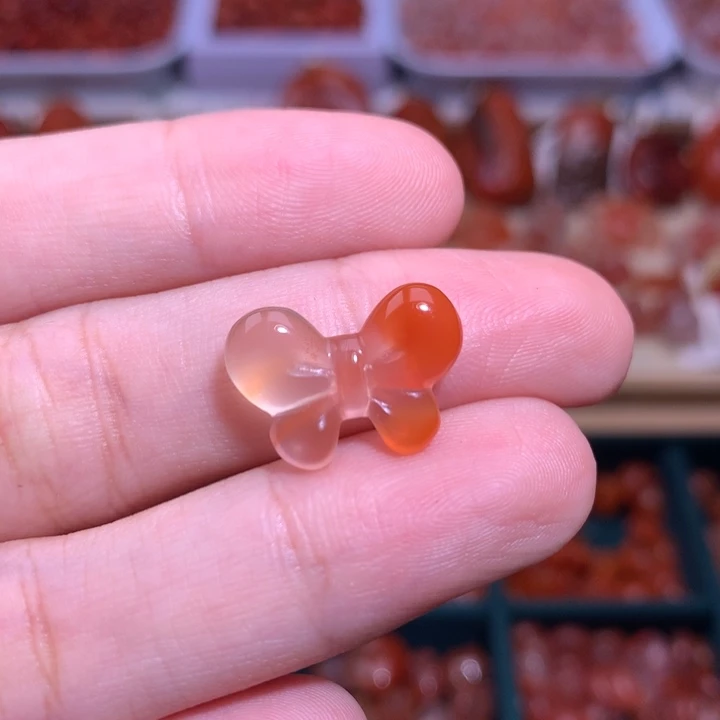 南红玛瑙未镶嵌珠宝半成品蝴蝶结